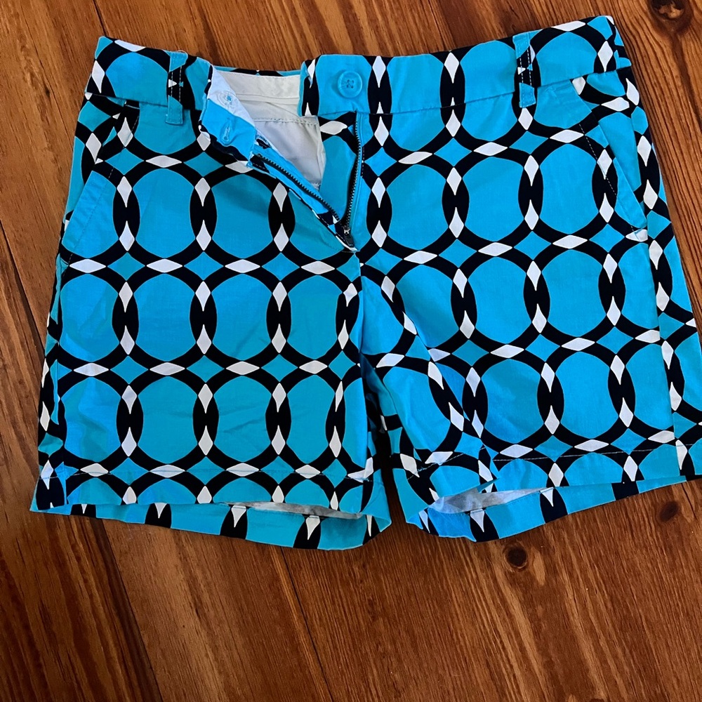 Geometric Aqua Blue and black Crown and Ivy shorts